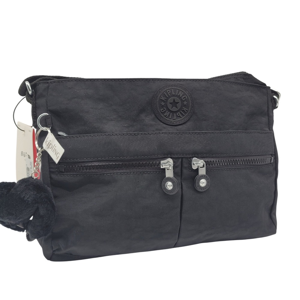 Kipling New Angie Crossbody Bag Black Noir Nylon – One Size Lightweight